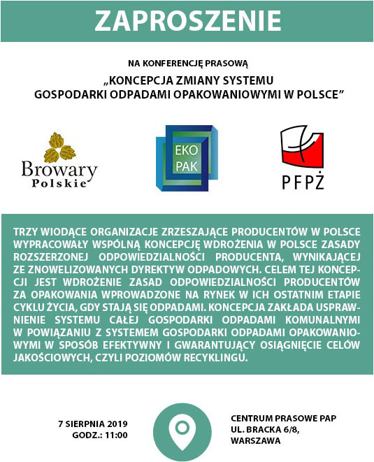 Konferencja prasowa „Koncepcja zmiany systemu gospodarki odpadami opakowaniowymi w Polsce” 